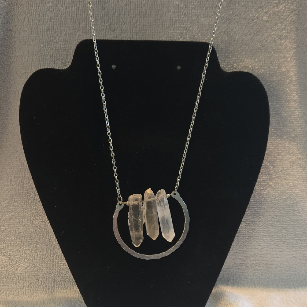 ZAD 32" Silver Necklace with Clear Crystal Accents